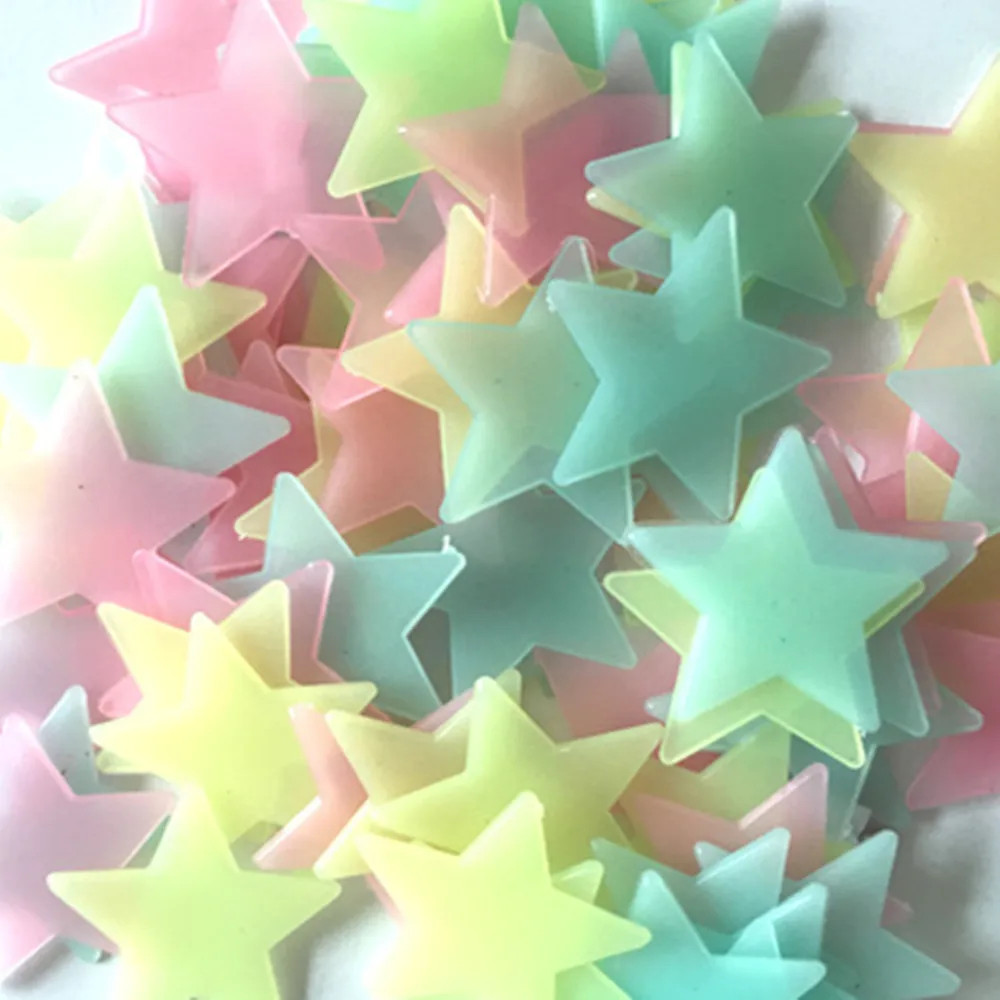 Multicolor 3D Glow in the Dark Star Wall Stickers 10 Pack Random Color Stars -US