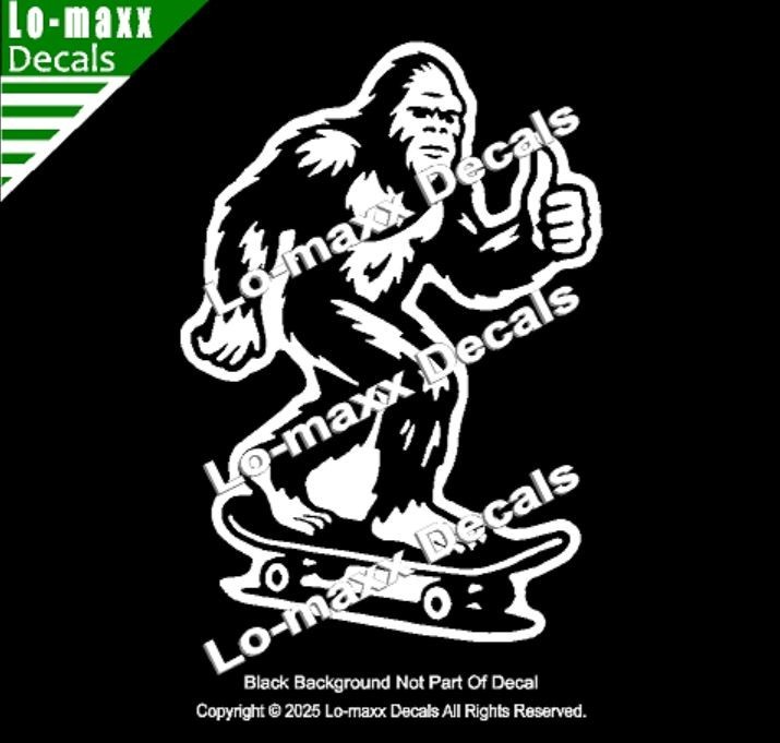 Sasquatch Yeti Skateboard Car Truck Funny Bigfoot Vinyl Sticker Die Cut Decal