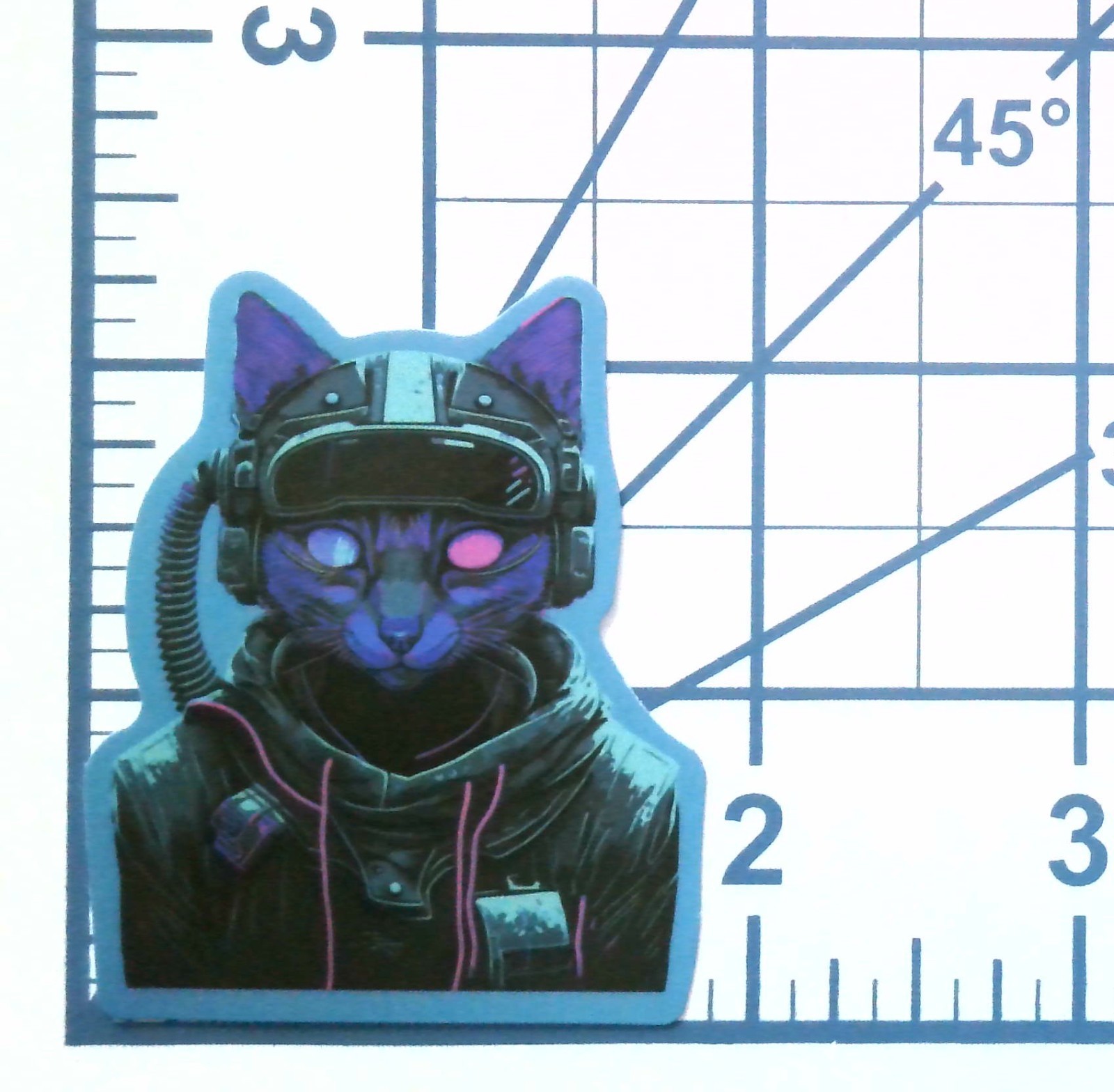 Cyberpunk Cat Sticker Die Cut Vinyl Decal Synthwave Neon Sci Fi Laptop Journal