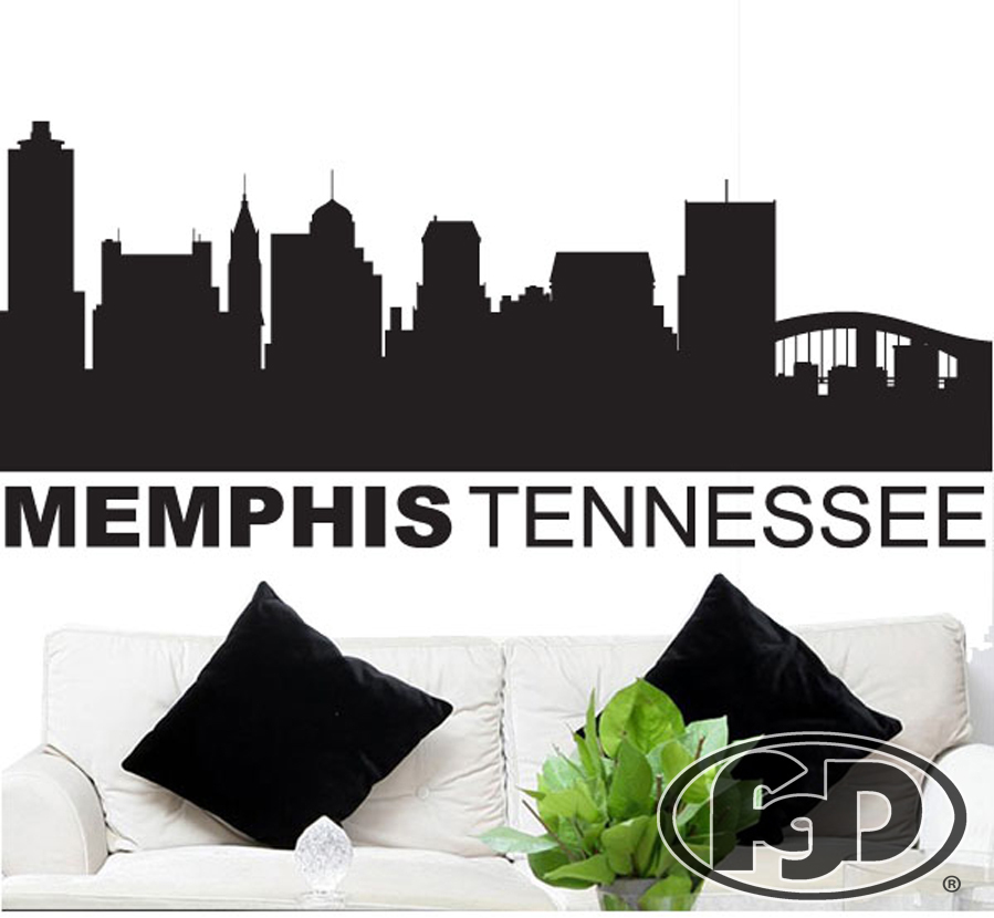 FGD Memphis Tennessee City Skyline Vinyl Wall Decal / Sticker 20" x 47"