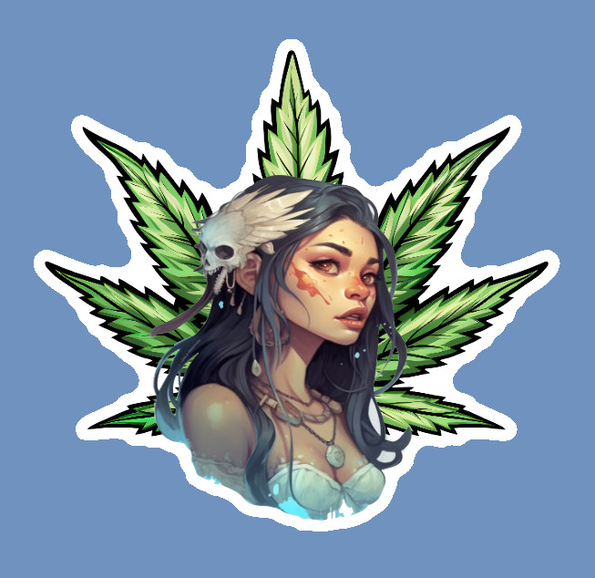 Native American Weed Smoker Laptop Sticker Weatherproof Vinyl Indigenous Art