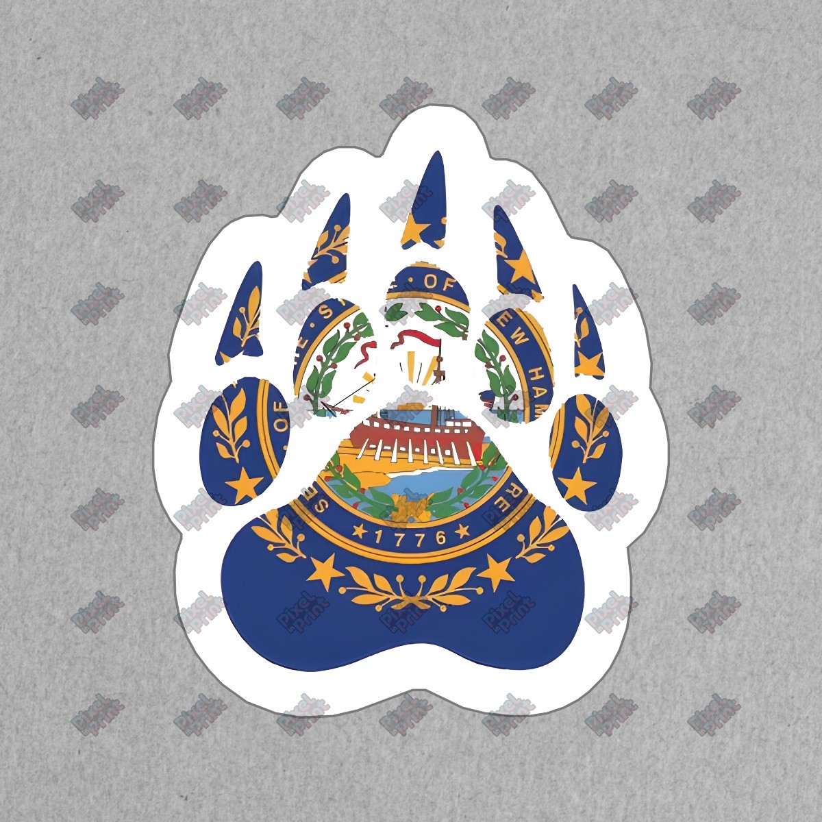 New Hampshire State Flag Bear Paw Vinyl Sticker Durable Decal for #367439