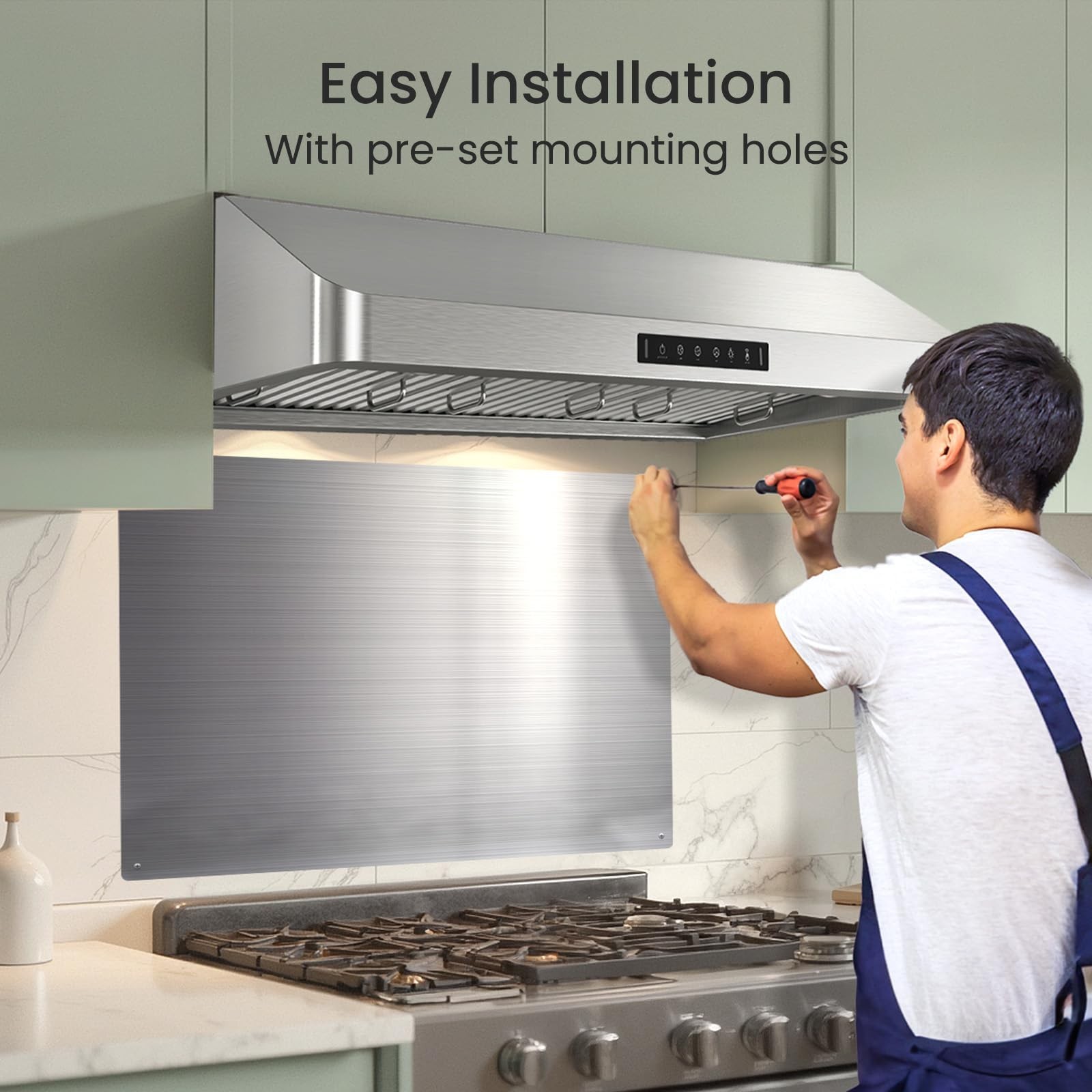 Kitchen Wall Shield – 24×30 Inch Stainless Steel Stove Backsplash for Easy