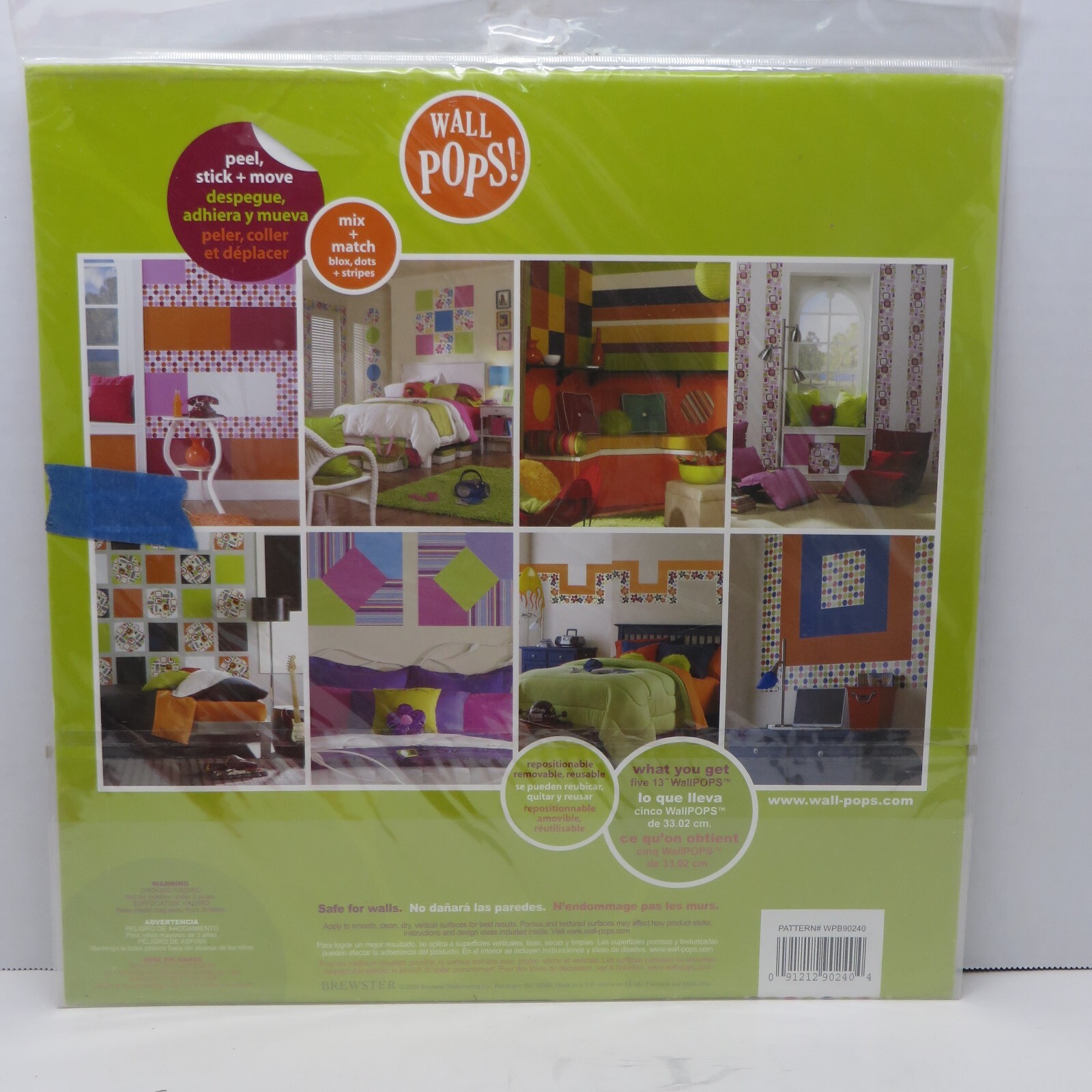 Wall Pops Lots of Dots Blue Squares Stickers Decals WPB90240 LOT OF 3 NIP