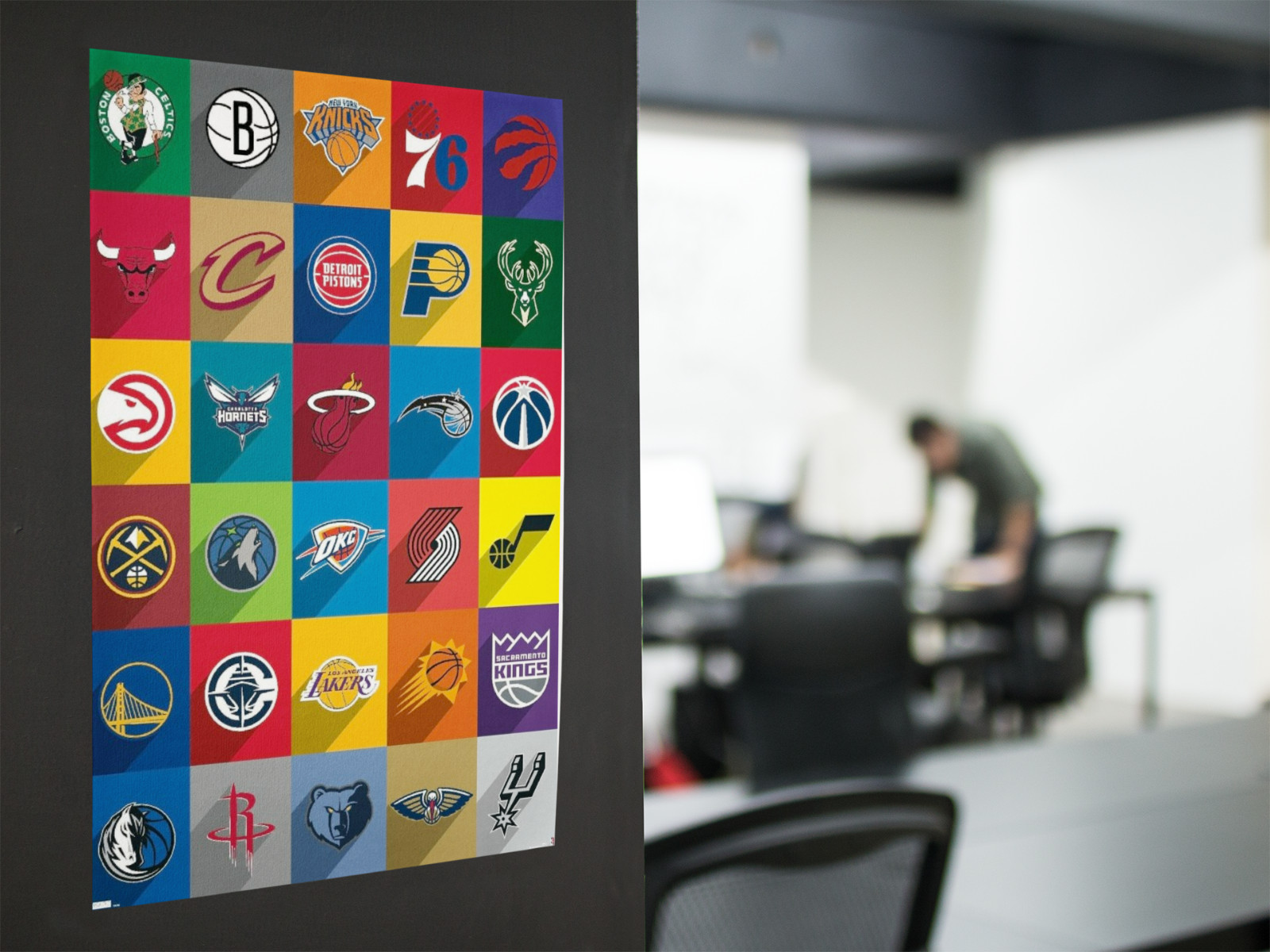 Basketball TEAMS Wall Vinyl Decal Poster PRINT Removable Adhesive