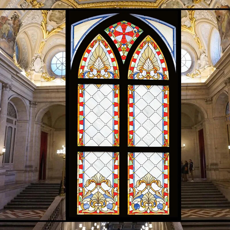 Vintage Self-adhesive Window Film Frosted Stained Privacy Glass Sticker Decor