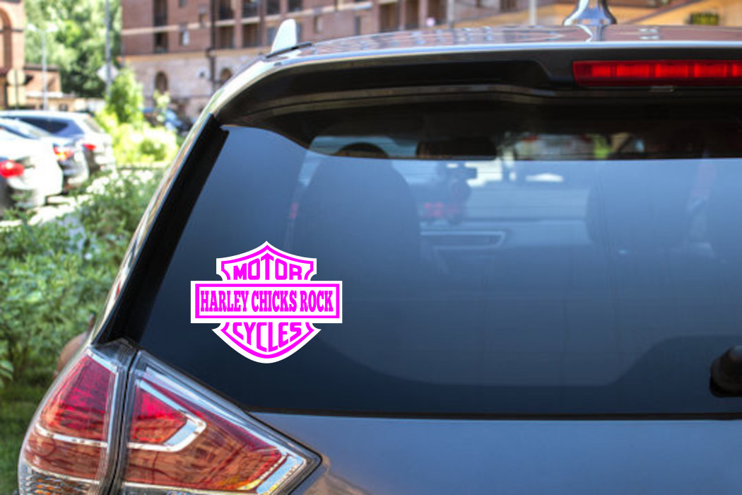 Harley Chicks Rock: Bold Biker Decal Sticker for Motorcycle Fans – 6529