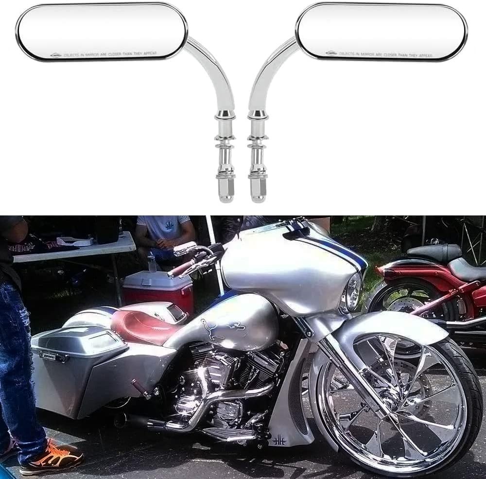 Chrome Oval Shape Motorcycle Mirrors,Upgrade Rearview Motorcycle Mirrors Compati
