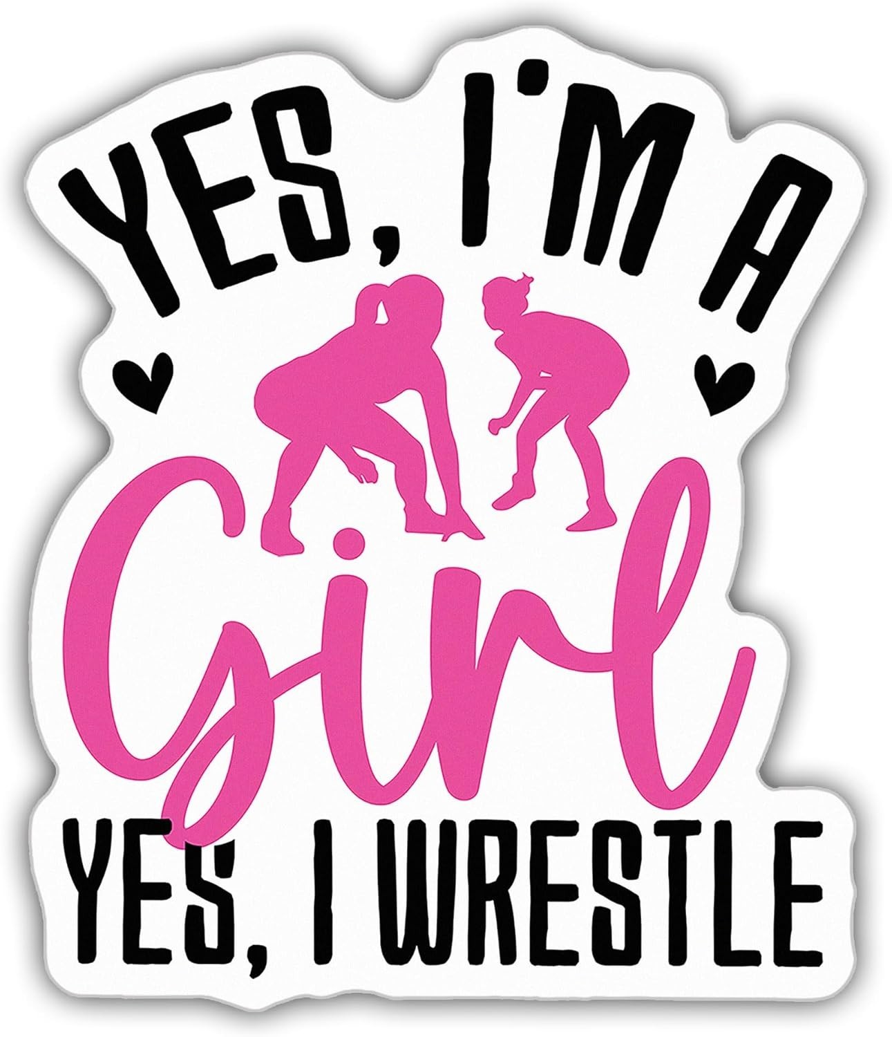 Yes I'm A Girl Yes I Wrestle – Wrestling Girl Power – Wrestling Decal Size 3"