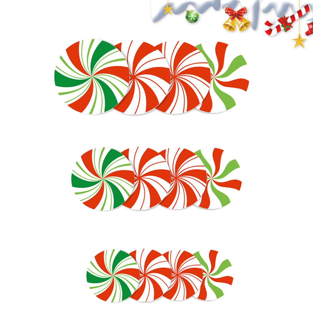12 PCS Candy Wall Decal Glitter Chriastmas Sticker Christmas Decor