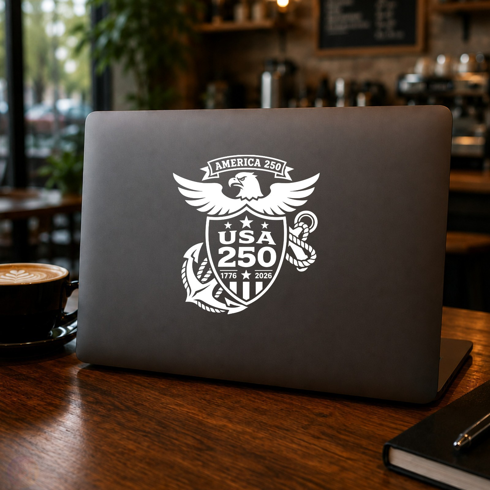 America 250 Emblem Decal – US Marines Vinyl Sticker for Car Truck Window