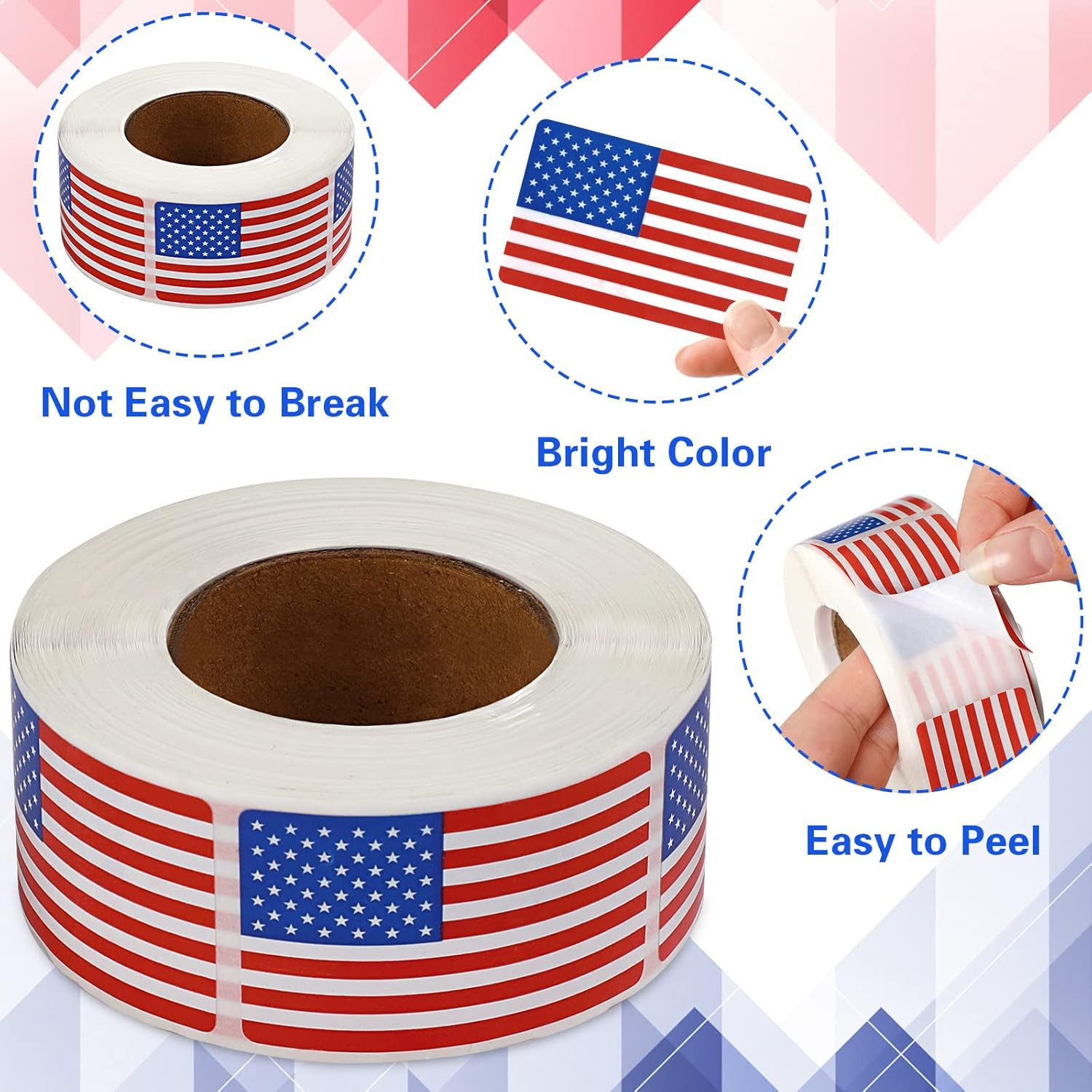 500 Pcs American Flag Sticker Roll,2 X 1.22 Inch US Flag Decal, USA Patriotic…