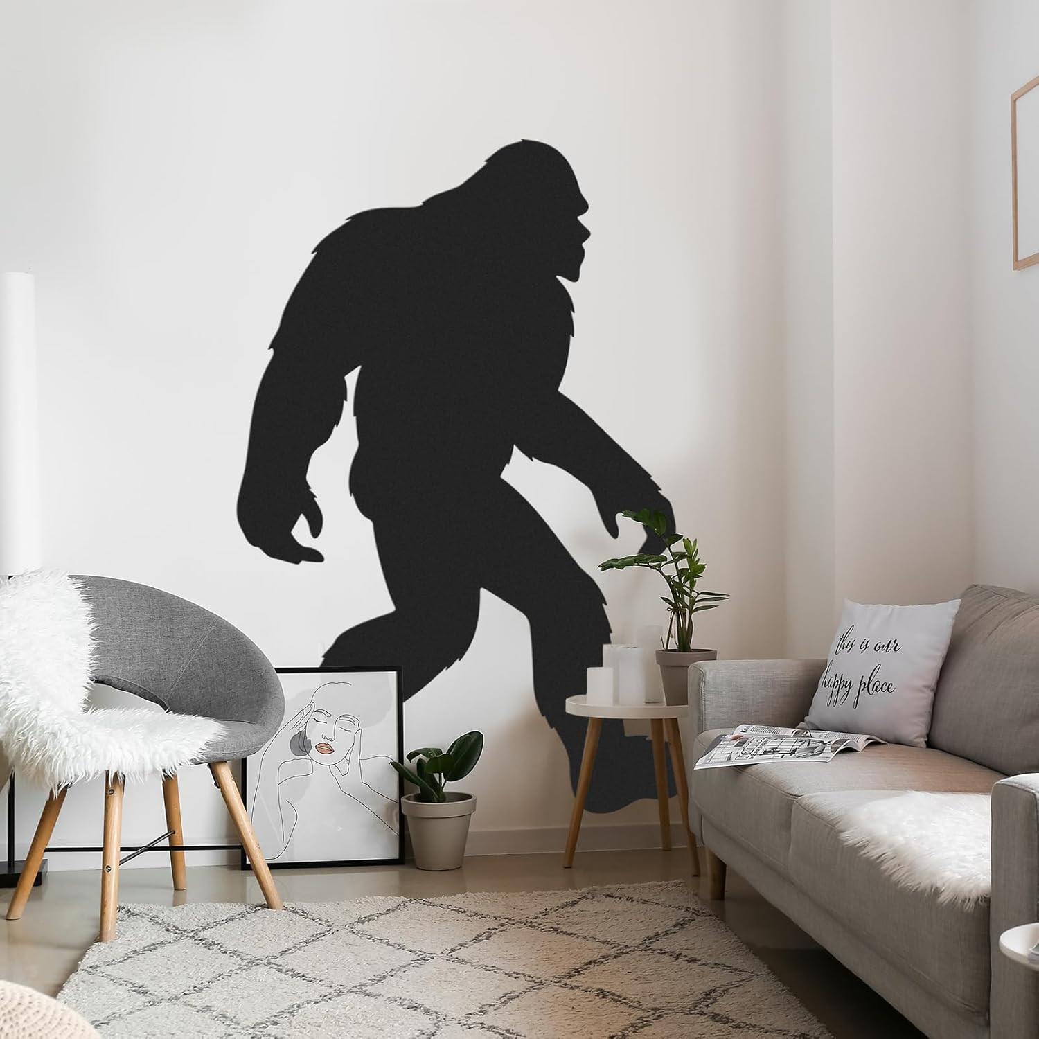 Large Bigfoot Wall Decal 60 X 42 Inch Sasquatch Big Foot Silhouette Peel and Sti