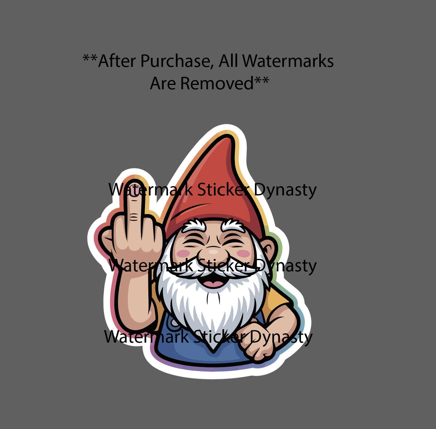 Gnome Middle Finger Sticker Waterproof Decal Funny Humor Garden Yard Gift NEW