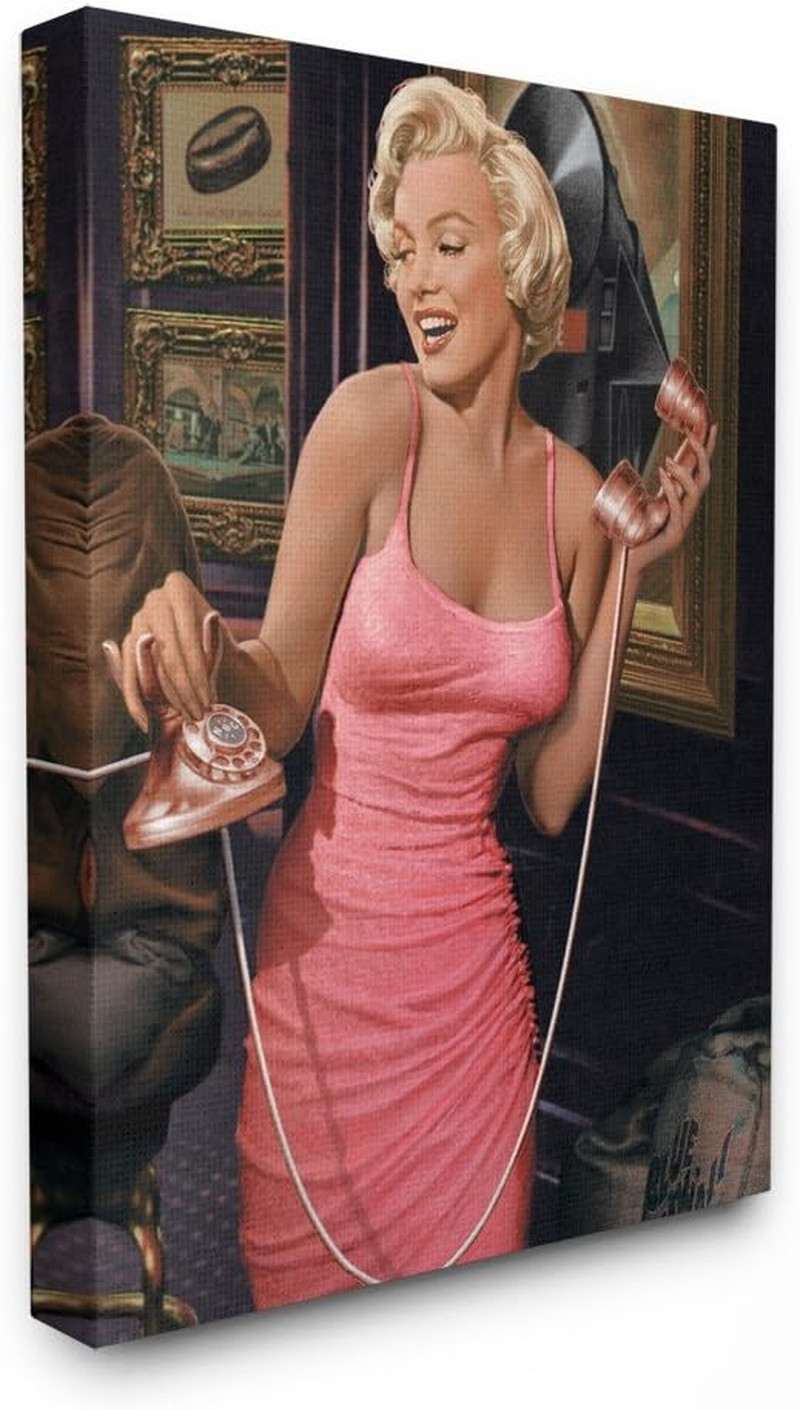 Marilyn's Call Glam Fashion Wall Art – 24×30 Graphite Canvas Print