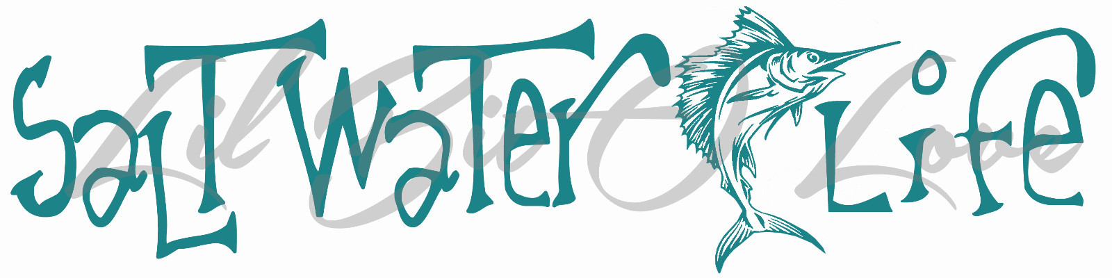 Salt Water Life Vinyl Decal with Sail Fish Sticker for Car Auto Vehicle Deep Sea