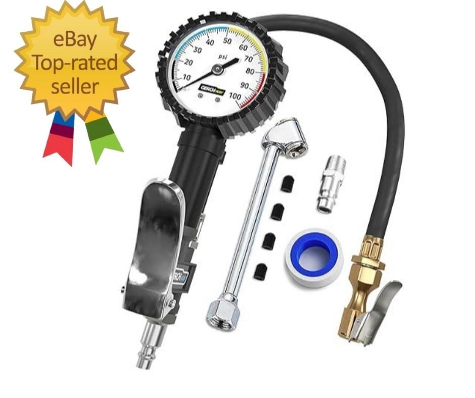 Tire Inflator with Pressure Gauge and Longer Hose – Most Accurate, Heavy Duty Ai