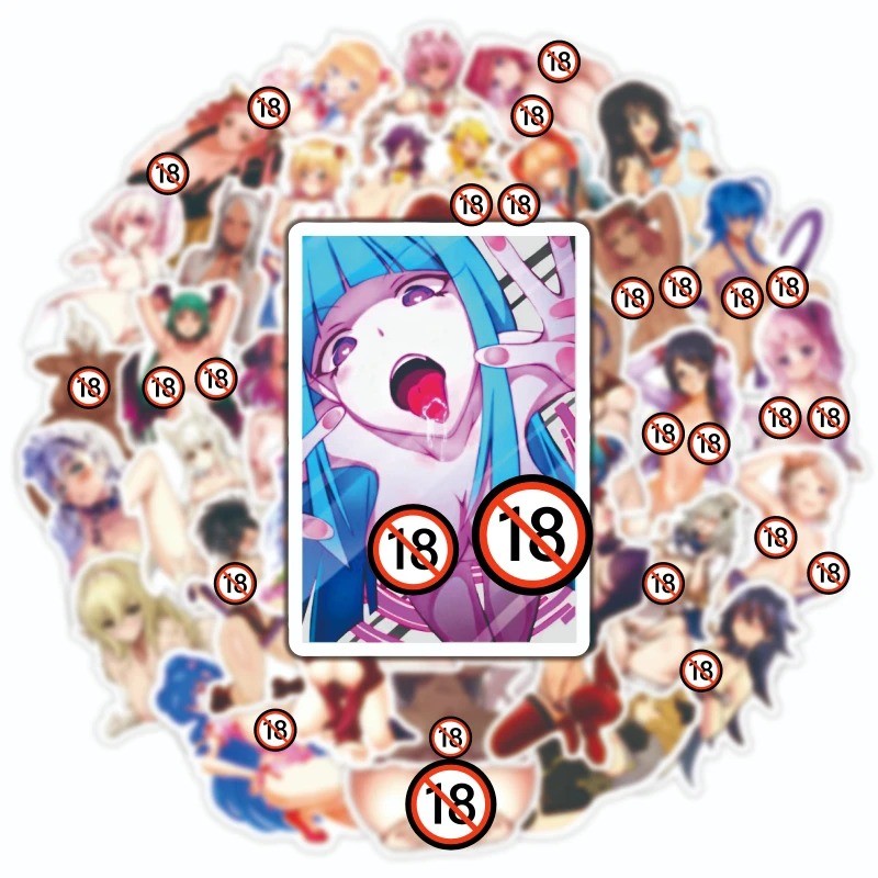 50pcs Sexy Anime Girls Hentai Stickers – Diy Graffiti Decals for Phone, Laptop🔥