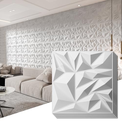 33-Pack 3D Wall Panels for Interior Decor, Modern Diamond Textured Accent Wall,