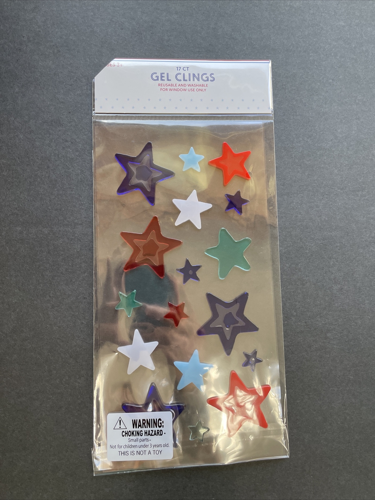 NEW USA Red White And Blue Stars 4th of July Gel Window Stickers Clings 17 ct