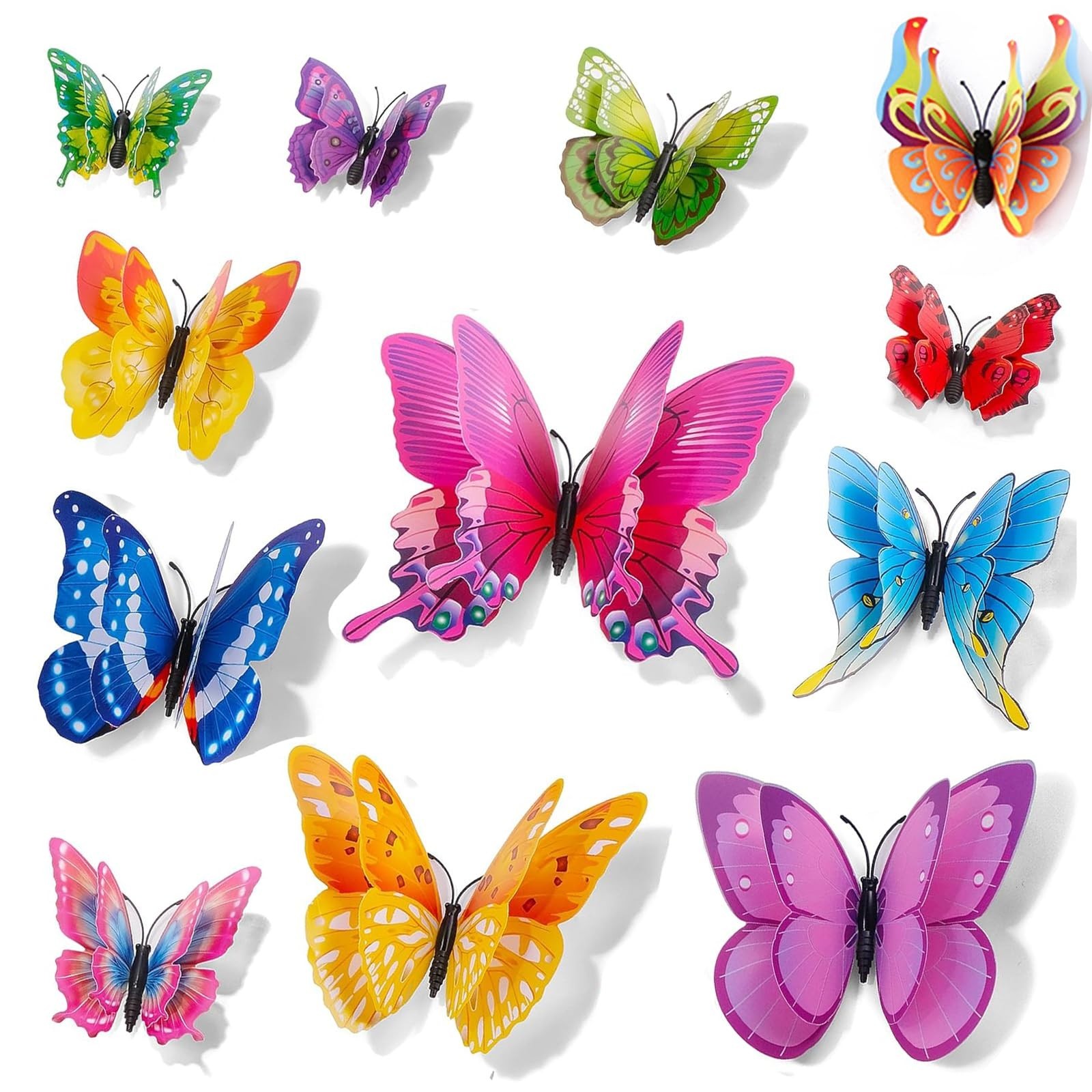 3D Butterfly Wall Stickers –Double-Layer Magnets, Reusable, Indoor Outdoor Decor