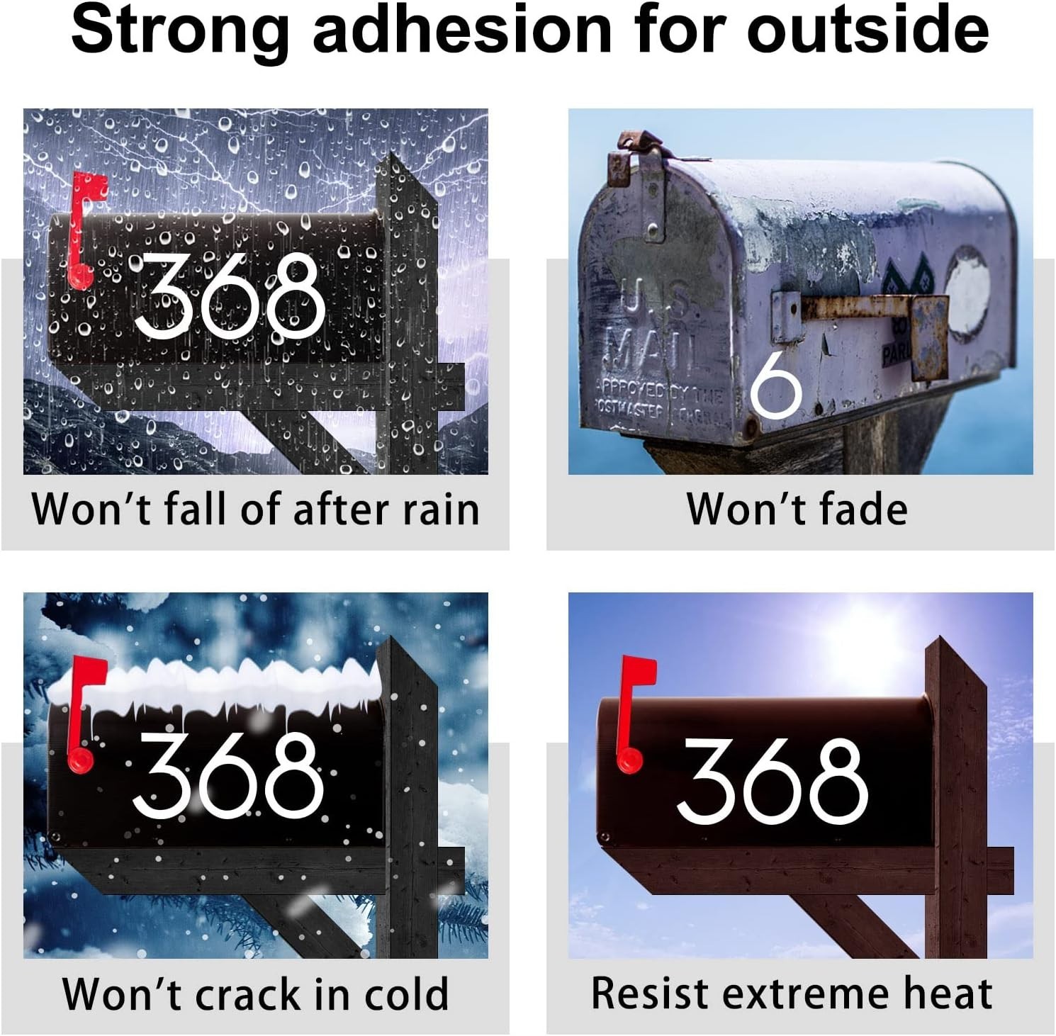 2 inch Reflective Mailbox Numbers for Outside, 5 Sets Number Stickers with St…
