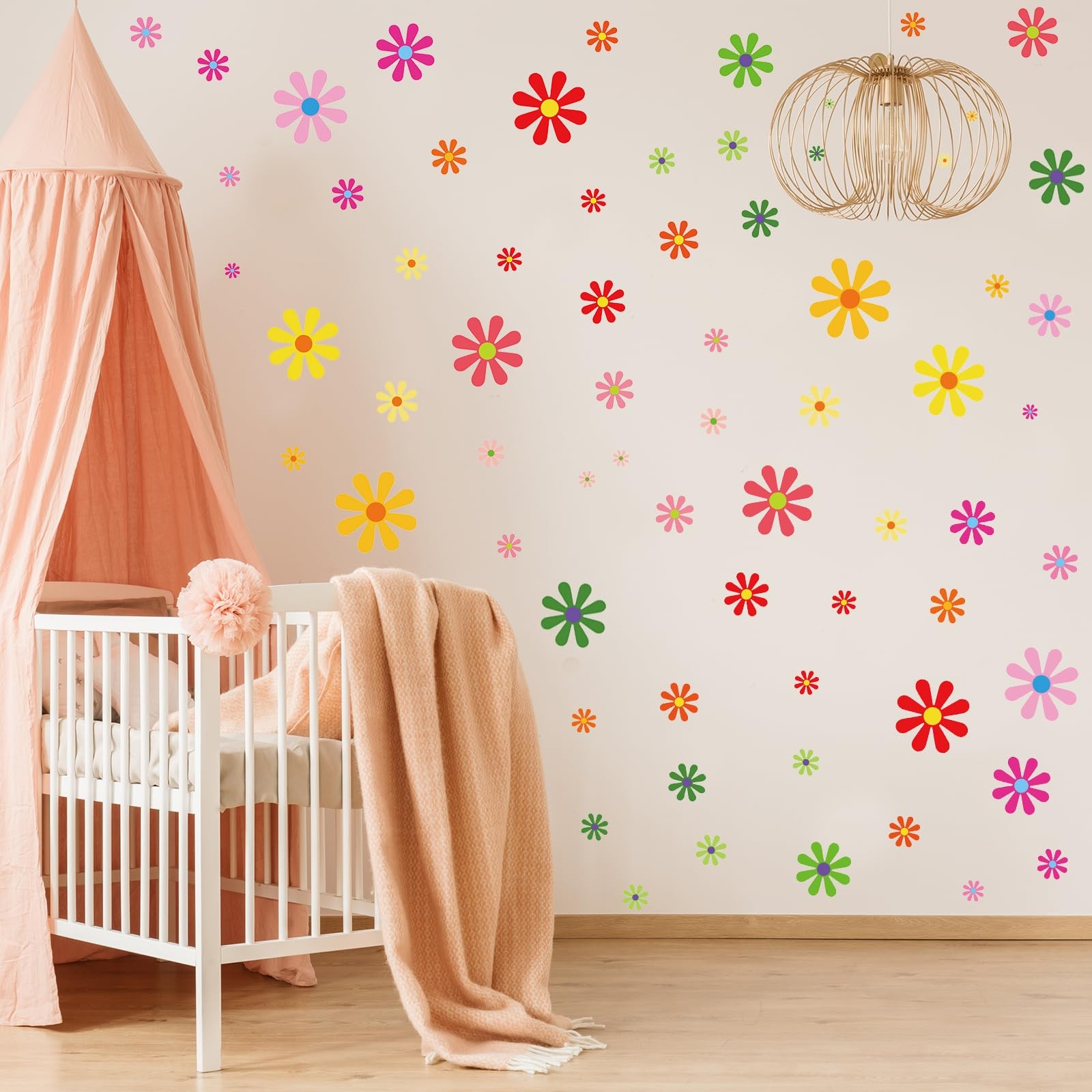 130 Pcs Flower Car Decals Daisy Flowers Stickers Self Adhesive Retro Stickers