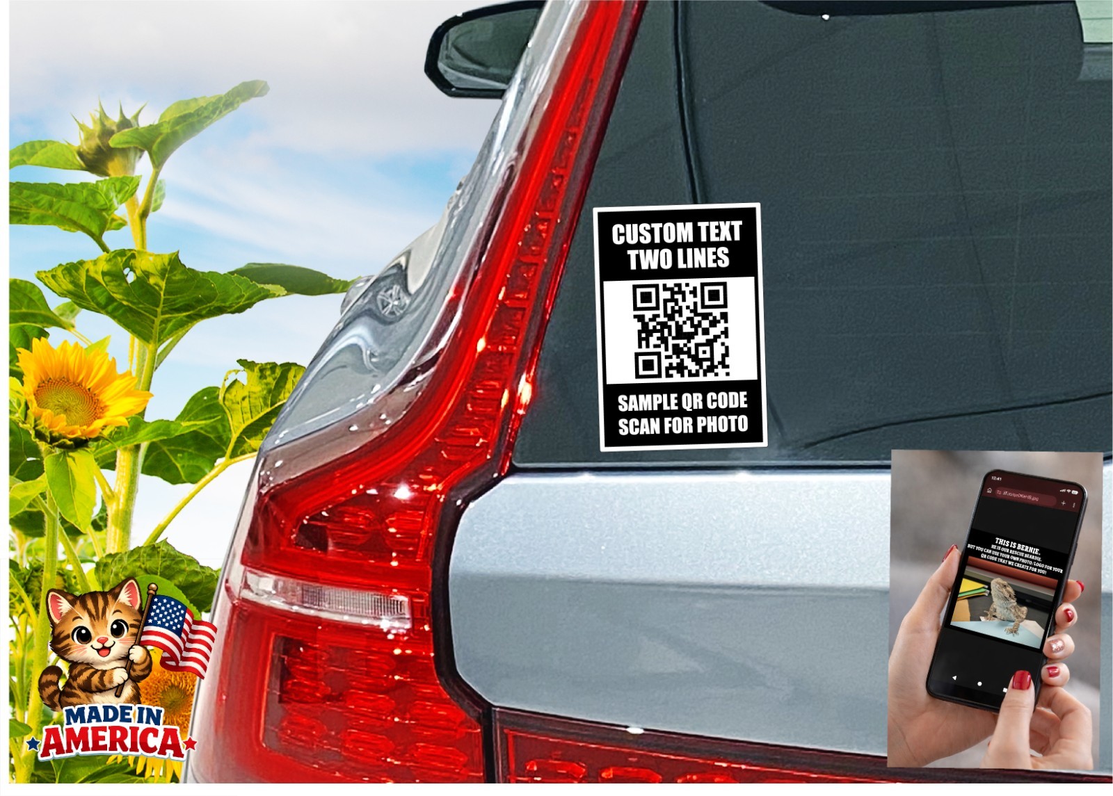 Custom QR Code Decal Sticker Link to YOUR PHOTO Advertise Fun Picture Share Scan