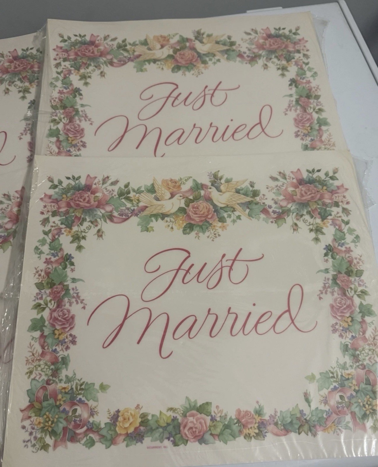 Vintage Wedding Window Decals Just Married Roses Birds Car Decor Spring New