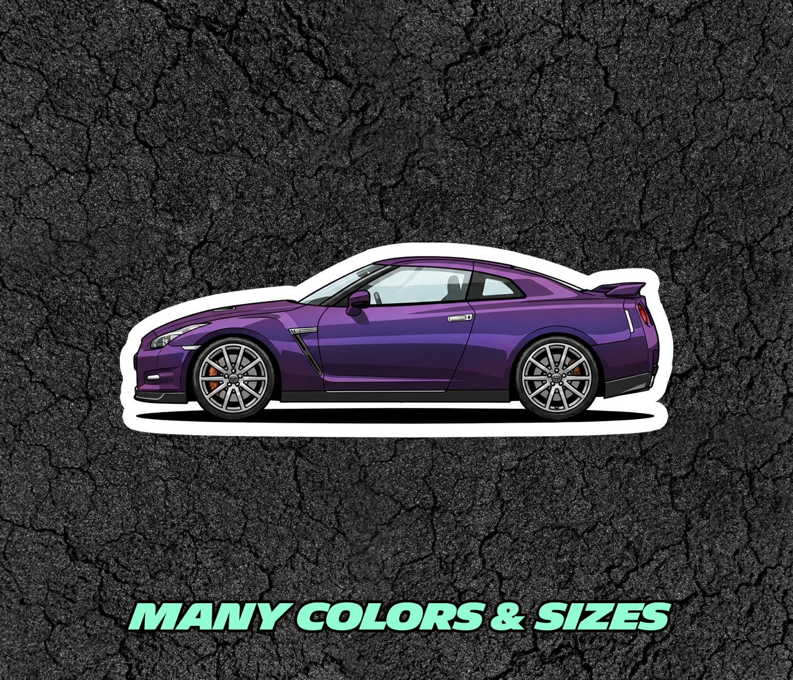 JDM Nissan Skyline GT-R R35 Car Profile Sticker Laptop, Phone, Book, Window