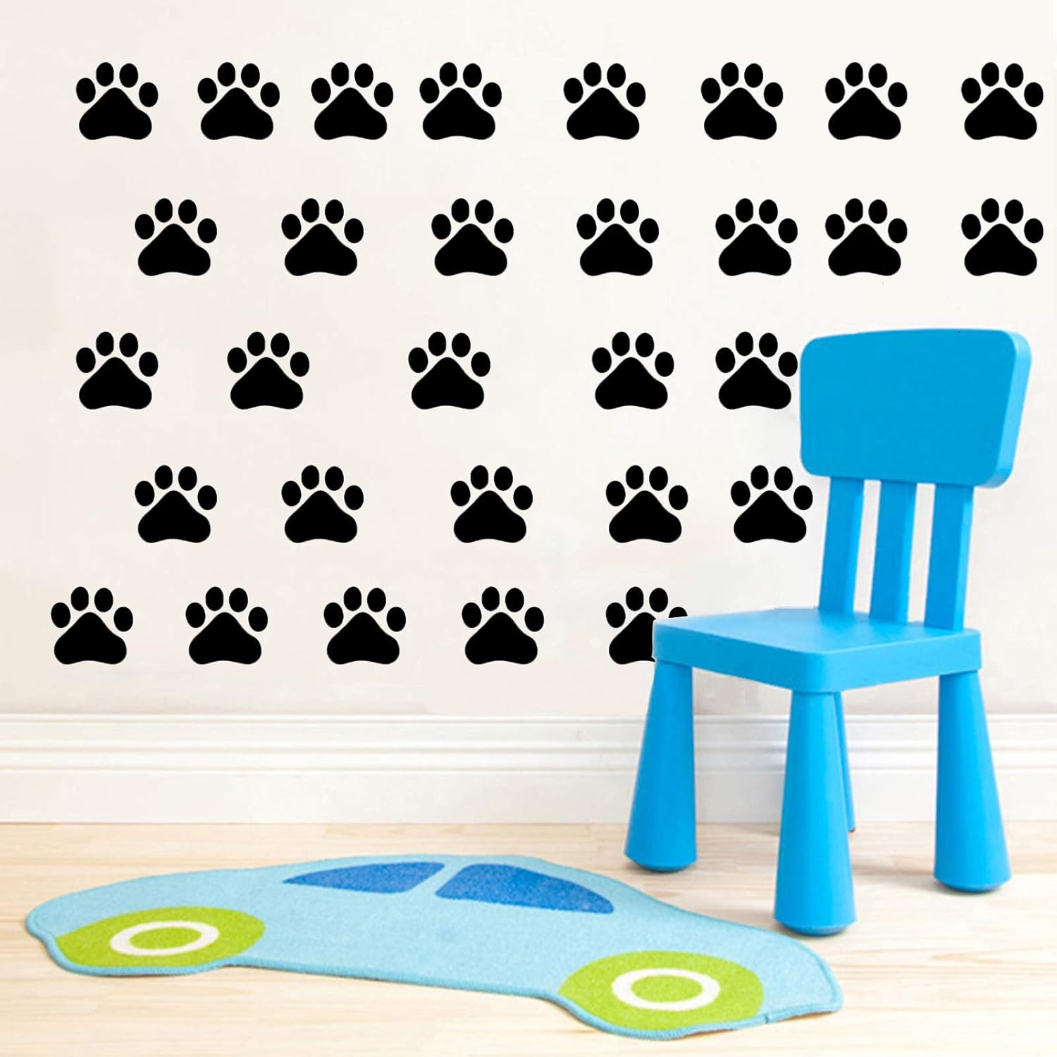 24 Pcs Large Dog Footprints Wall Decal Vinyl Stickers, Removable Lovely Animal P