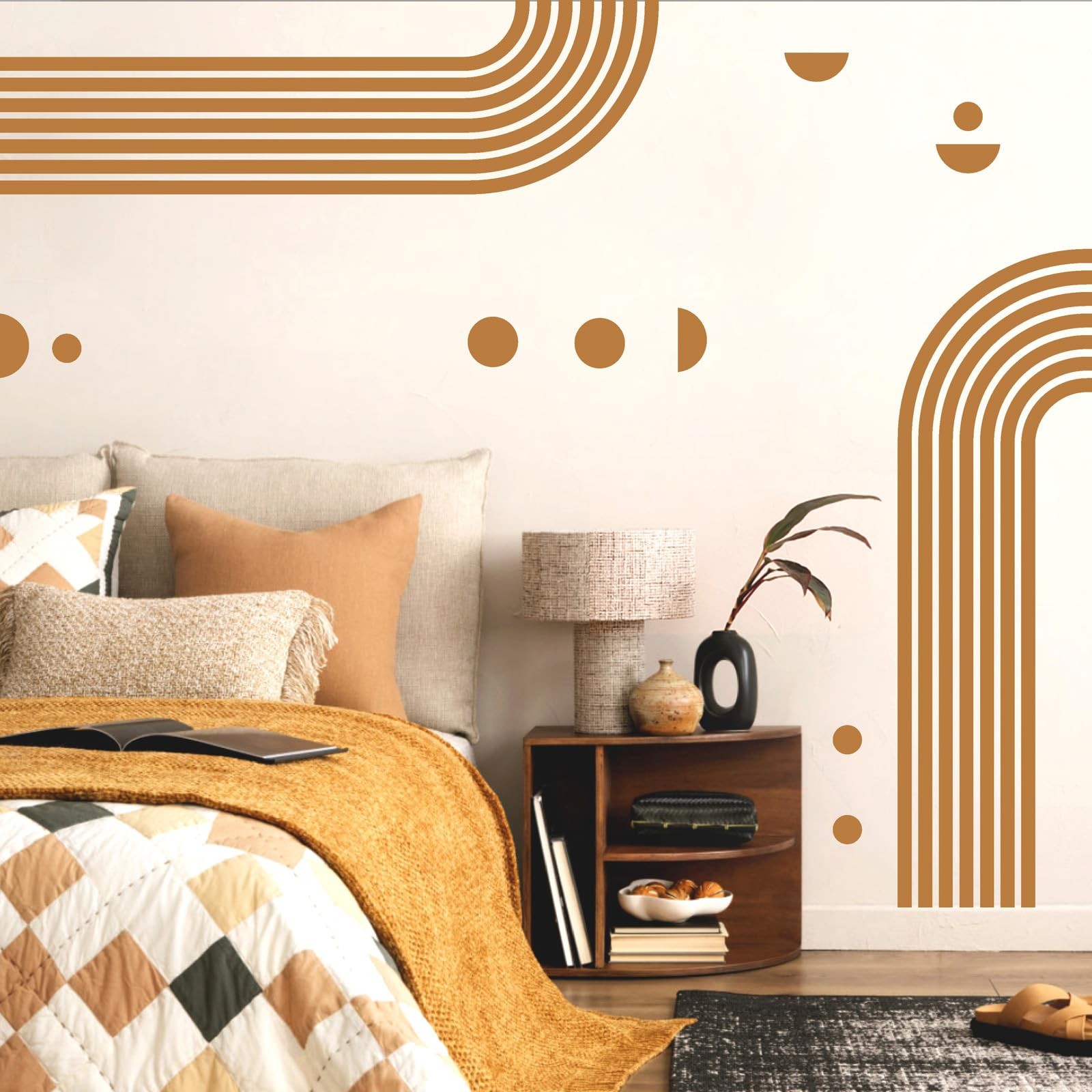 Brown Arch Wall Decal 2 Sheets Form Large Arch Peel and Stick Mid Century Mod…