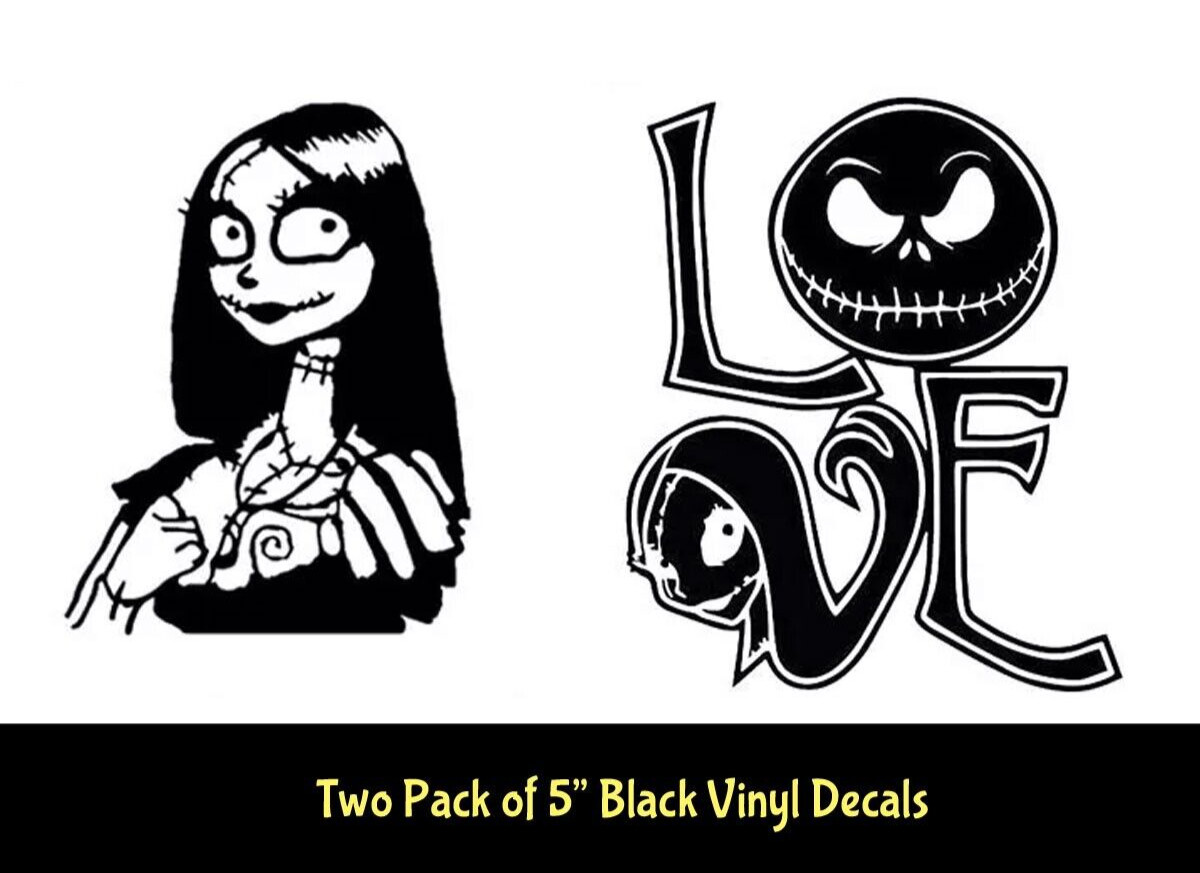 Sally Nightmare Before Christmas 2 Pack Vinyl Decals – Jack Skellington Love