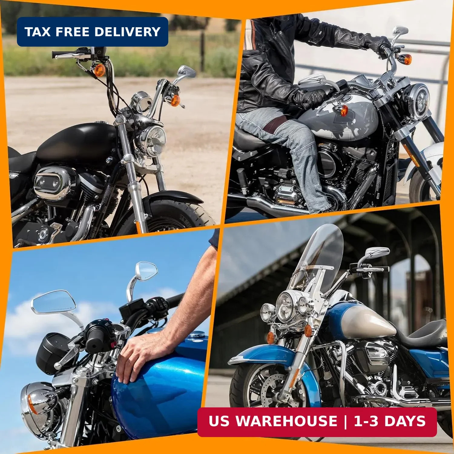 Chrome Motorcycle Side Mirror for Road King Street Electra Glide Road Glide Dyna