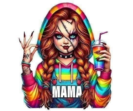 Chucky Mama Sticker Decal Laptop Wall Mirror Cup Tumblr Locker