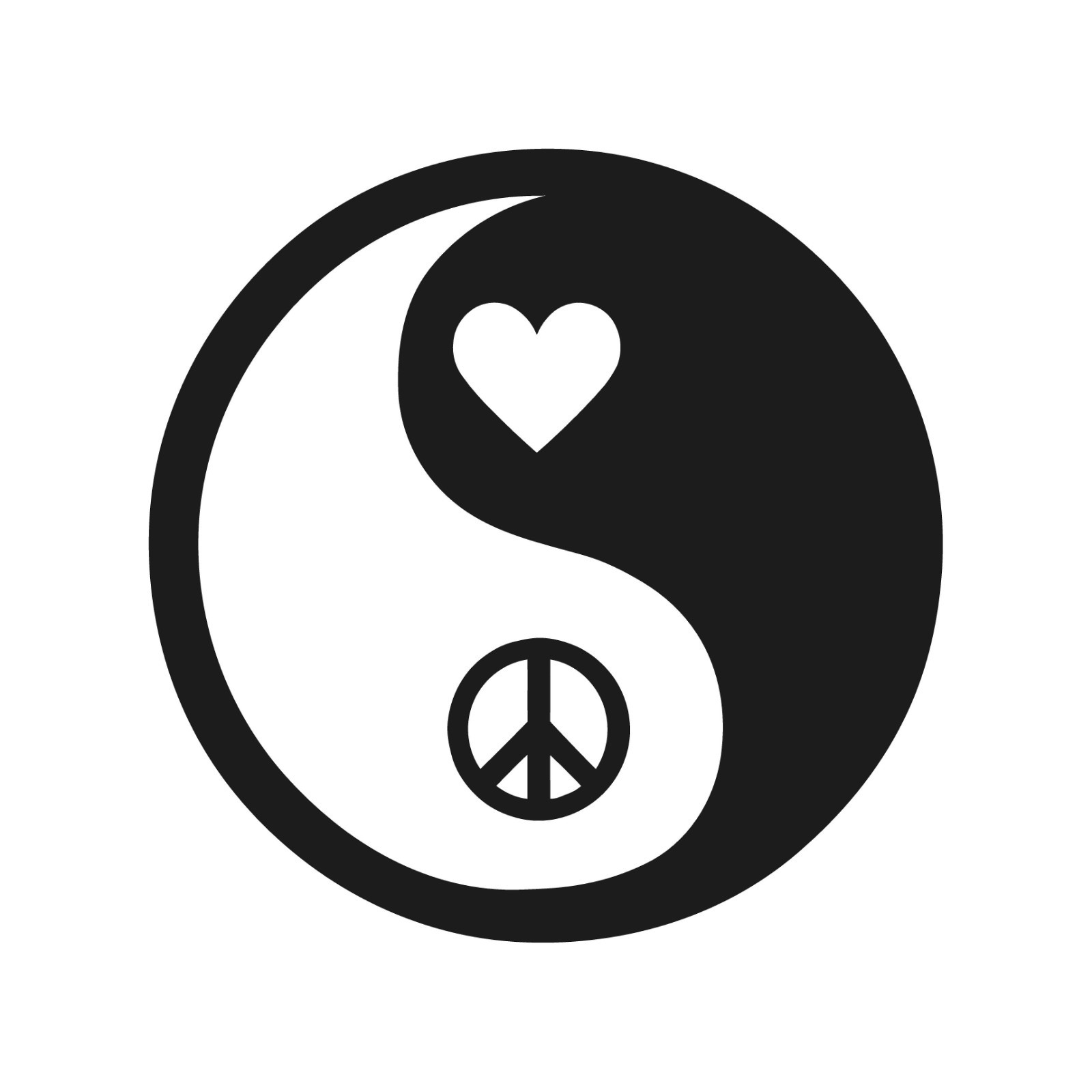Yin Yang peace and heart Decal Sticker Tao Buddha Spiritual Yinyang decal