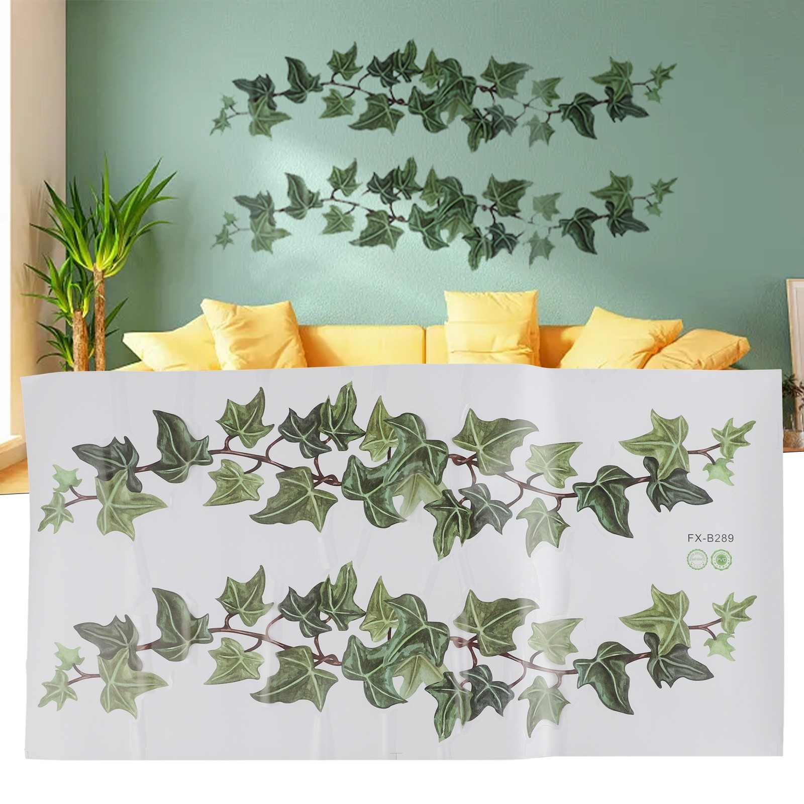 Green Vine Leaves Stickers Living Room DIY Wall Stickers Decal Mural Decoration