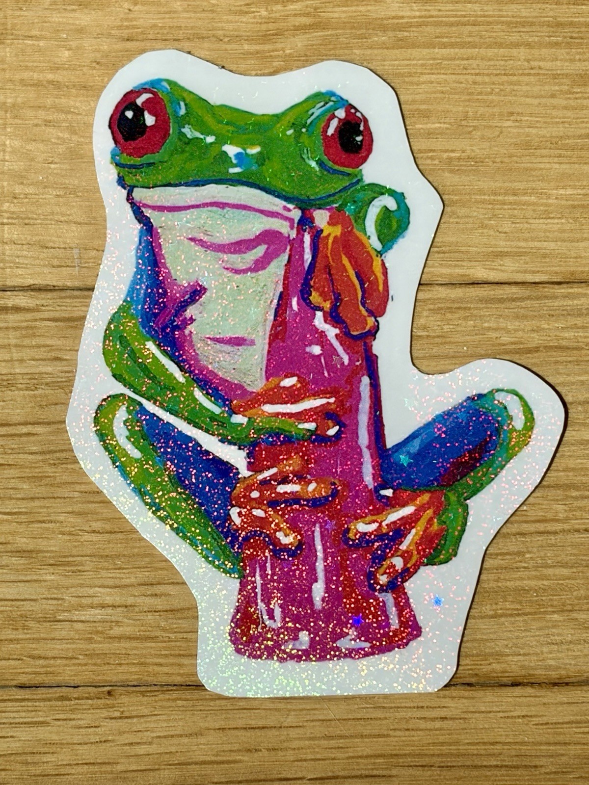 Tree Frog On A Flower: Waterproof Aesthetic Vinyl Sticker