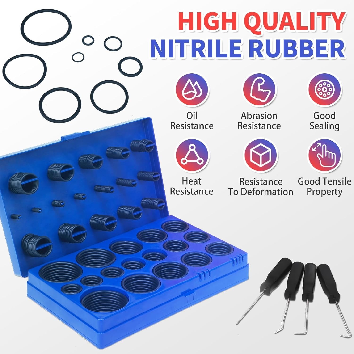 826 Pcs Universal Rubber O Ring Assortment Kit in Inch Standard SAE O-Rings And