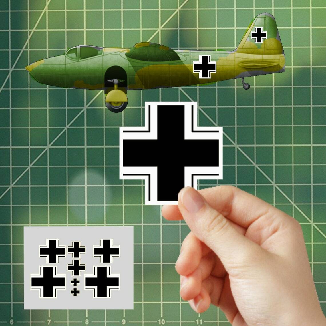 German Balkin Balkenkreuz Iron Cross Peel & Stick Stickers RC Planes – Set of 8