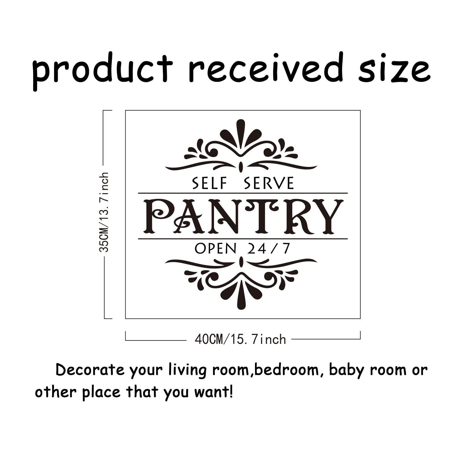 Pantry Theme Wall Stickers Self Serve Open 24/7 Wall Decor Vintage Flower Tex…