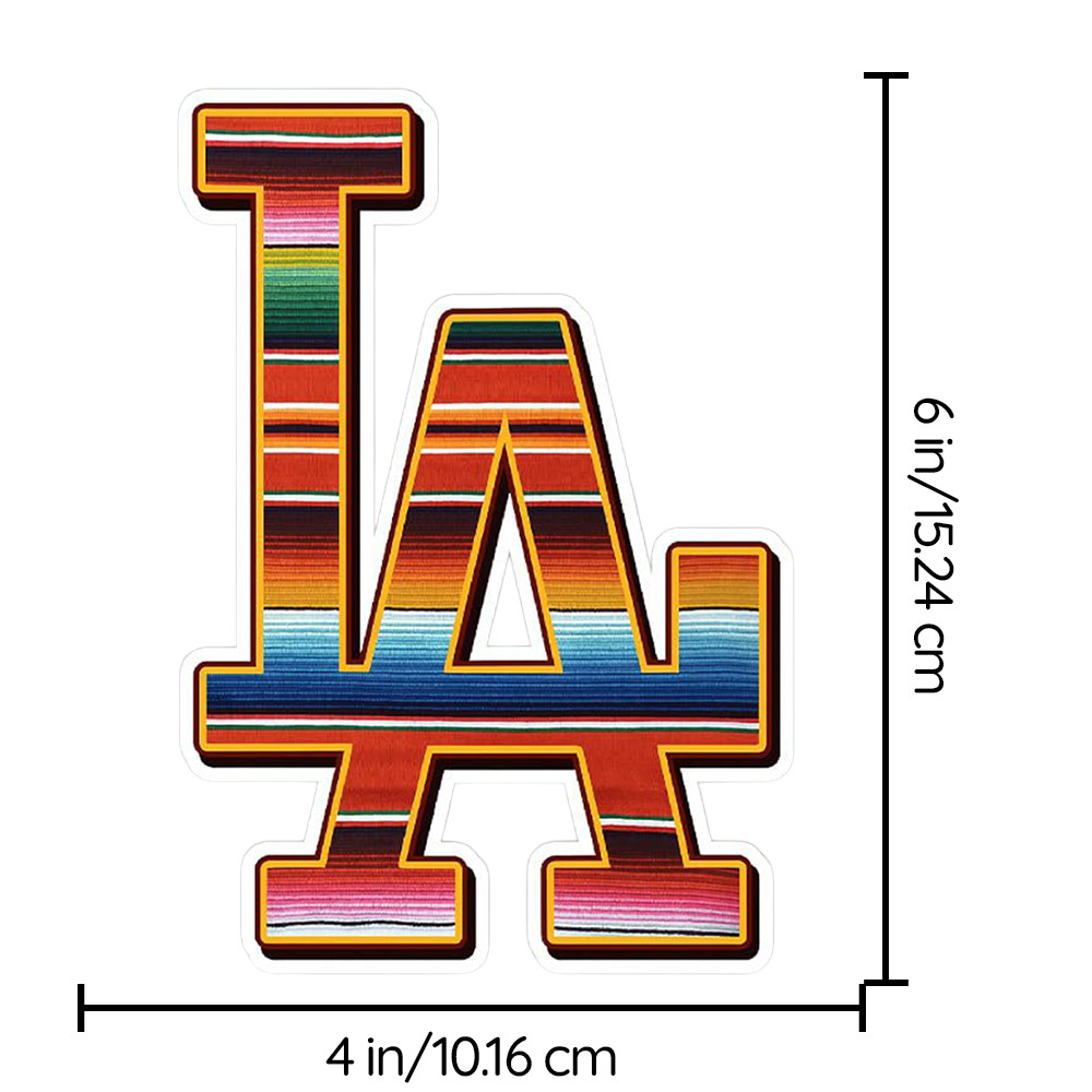 LA Dodgers Letters Sticker colorful Mexican "Sarape" style 4.5"W x 6"H