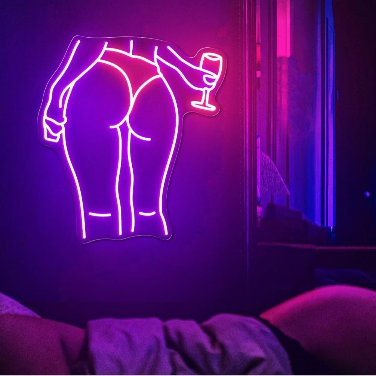 Lady Back Neon Sign, Pink LED Sign, Neon Lights for Bedroom with Woman Pattern,