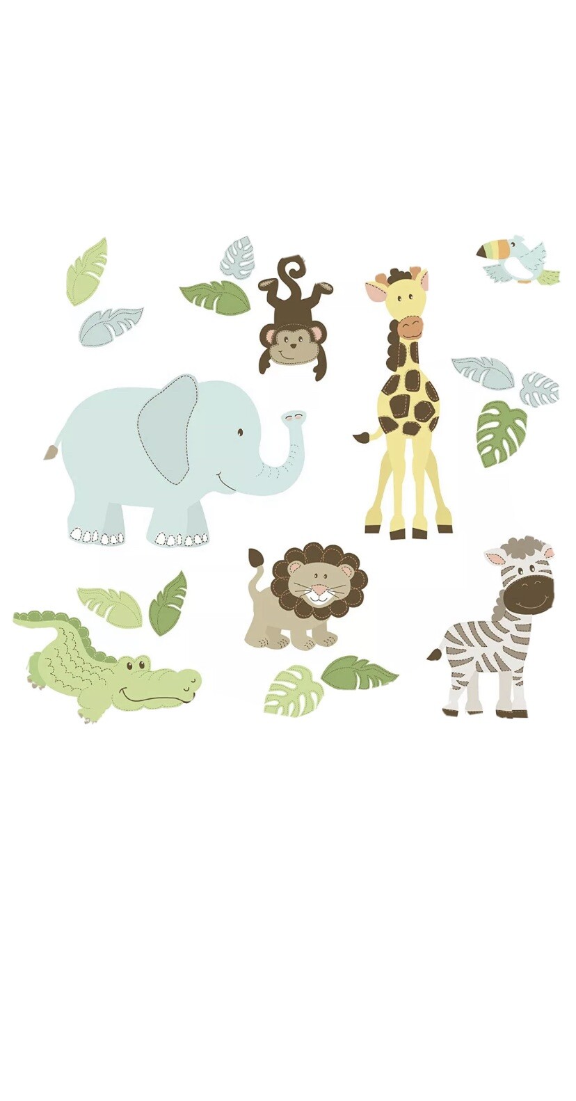 New Safari Buddies Wall Art Kit Peel Stick + Move 20 pc Wall Pops Nip Monkey