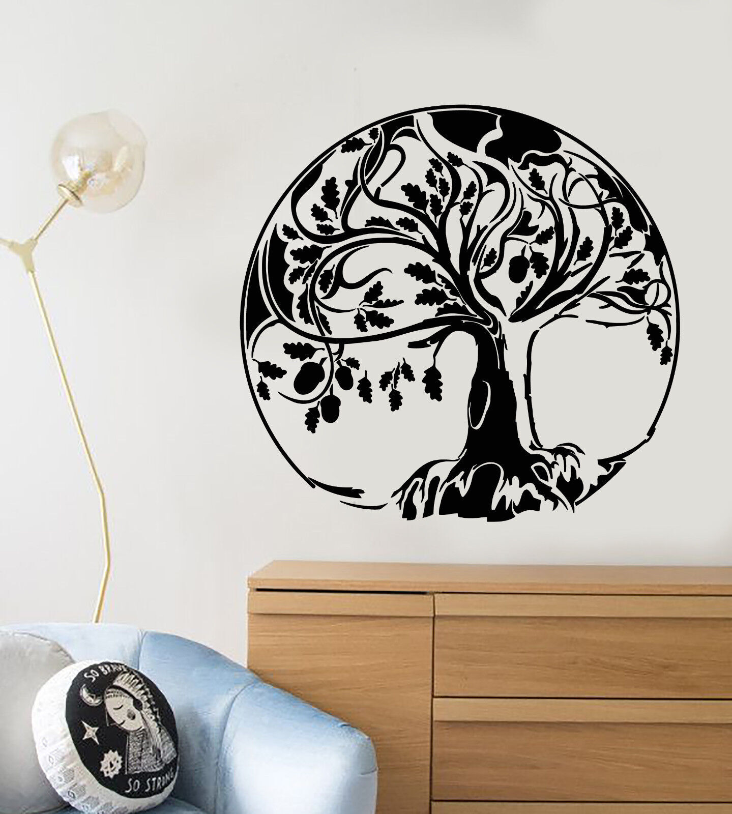 Vinyl Wall Decal Abstract Oak Tree Of Life Acorn Stickers (2242ig)