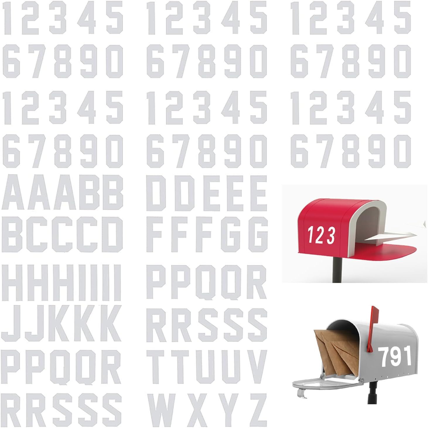 120 Pcs 3 Inches Adhesive Mailbox Numbers and Letters Stickers for Window Doors