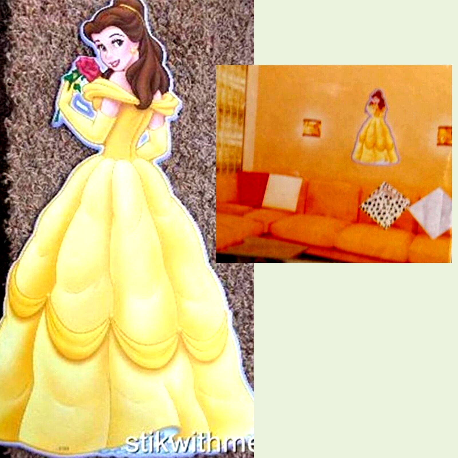 DISNEY PRINCESS BELLE REMOVABLE WALL STICKER Home Decor 19 1/2" High NEW