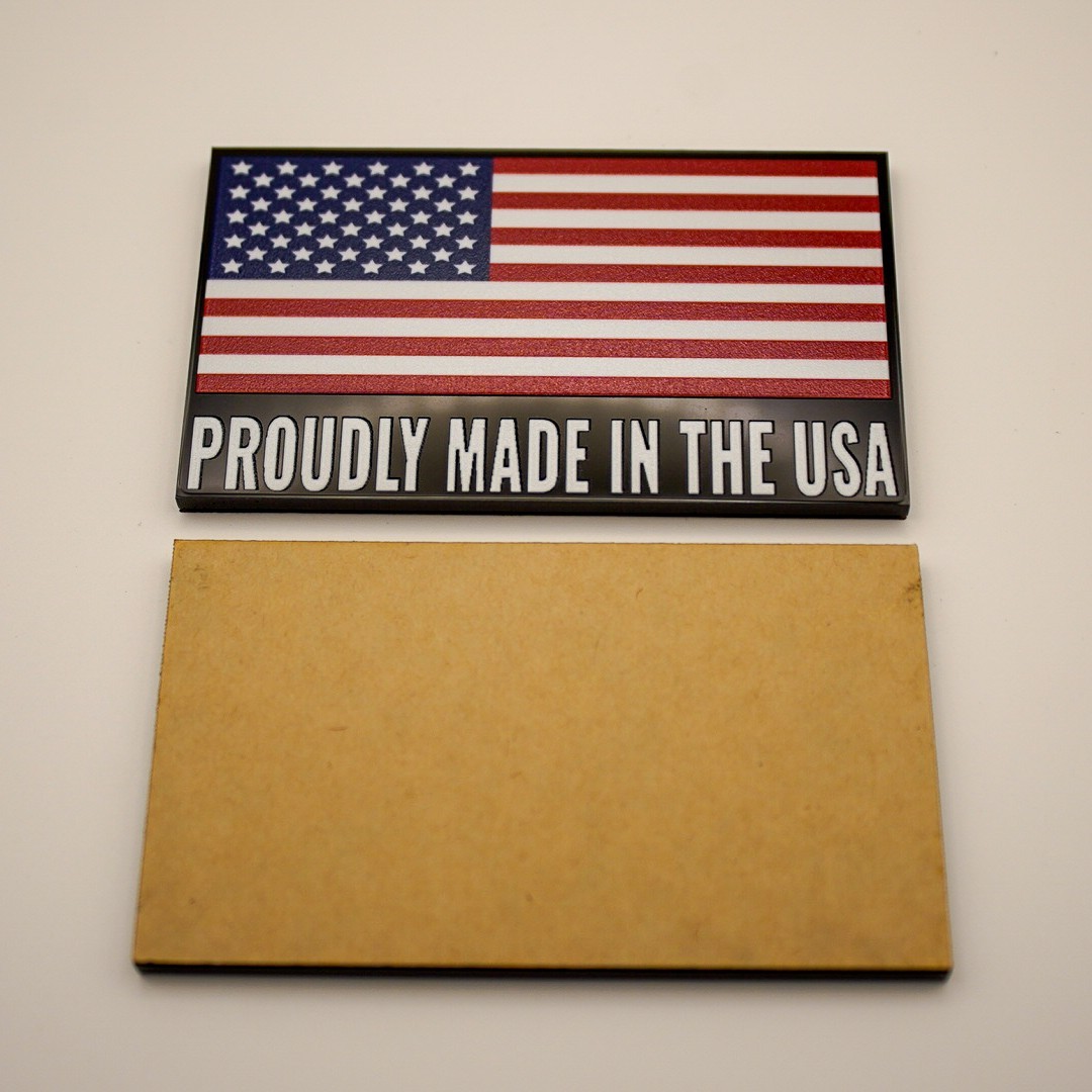 Made In The USA 3D Acrylic Emblem Badge American Flag Toolbox Garage Fenders 2PC