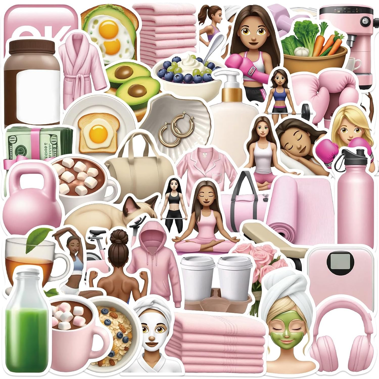 Weightlifting Stickers for Water Bottle Laptop Fitness Girl Decals 50PCS
