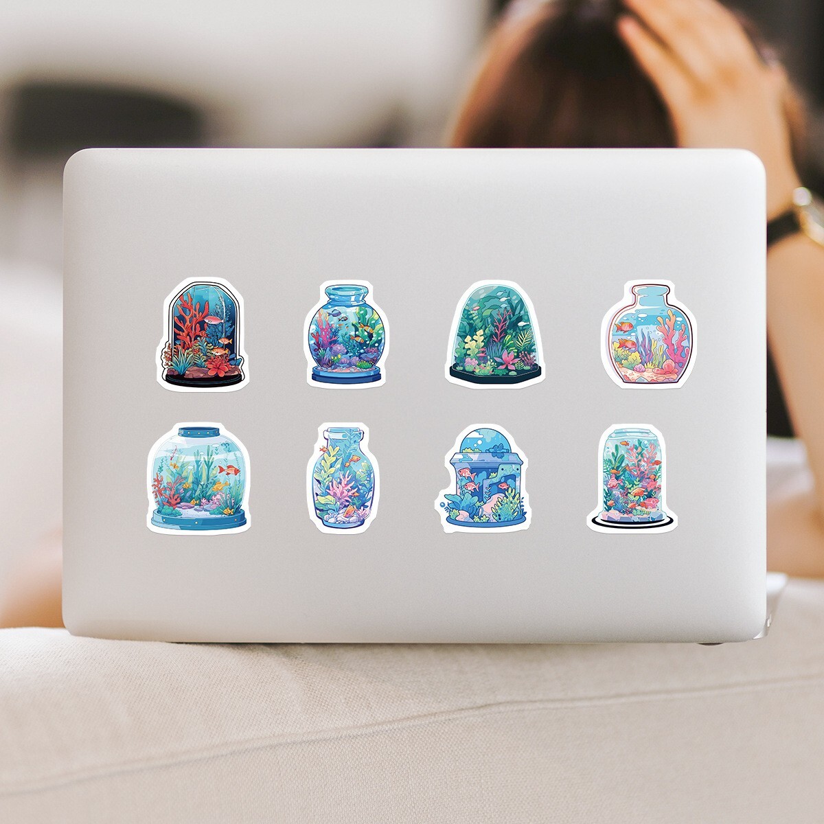 50 Pcs Stickers Fish Bowl Mini Aquarium Luggage Skateboard Phone Laptop Vinyl